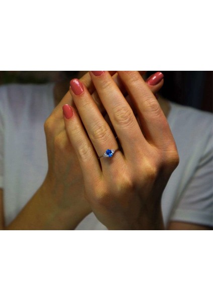 Pırlanta ve Oval Mavi Topaz Taşlı Yüzük 0417R0098 fırsatları