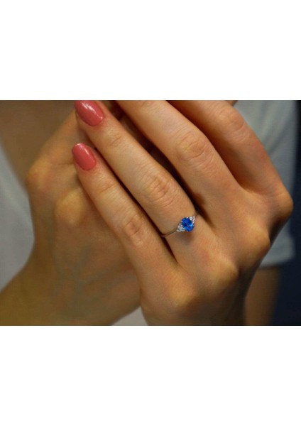 Pırlanta ve Oval Mavi Topaz Taşlı Yüzük 0417R0098 indirimleri