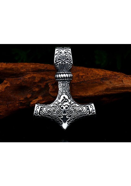 Paslanmaz Titanyum Alaşım Çelik Iskandinav Thor Kolye