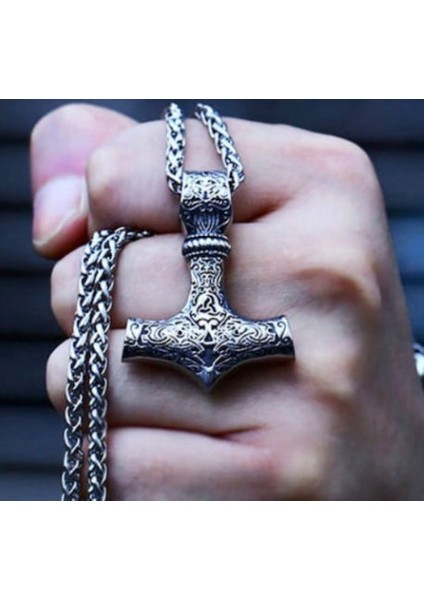 Paslanmaz Titanyum Alaşım Çelik Iskandinav Thor Kolye