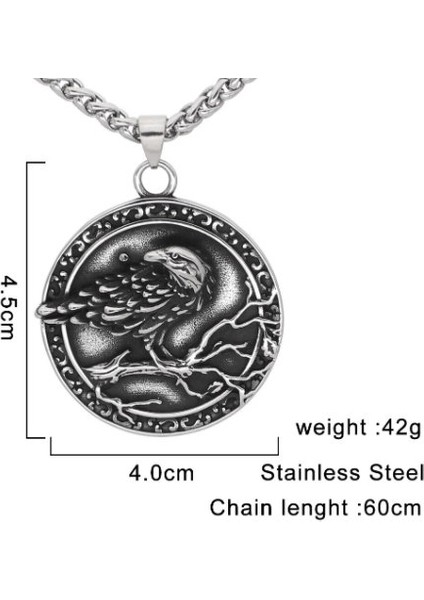 Çift Taraflı Kullanım Paslanmaz Çelik Üç Boyut Viking Mitoloji Hafıza Simgesi Raven Kuzgun Viking Kolye fırsatları