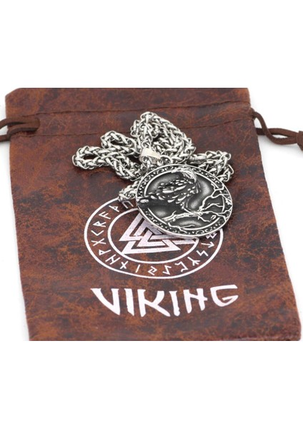 Çift Taraflı Kullanım Paslanmaz Çelik Üç Boyut Viking Mitoloji Hafıza Simgesi Raven Kuzgun Viking Kolye indirimleri