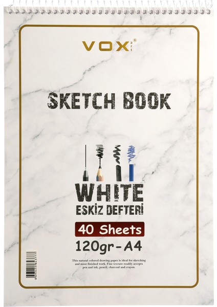 Vox Art 120 gr Eskiz Çizim Defteri A 4 40 Yaprak