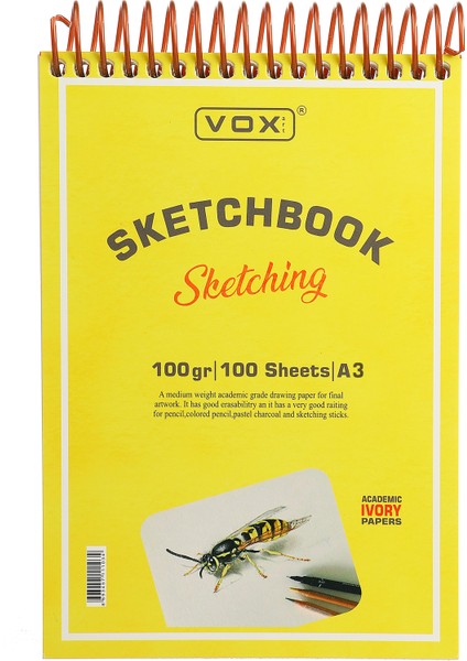 100 gr Eskiz Çizim Defteri A3 100 Yaprak Ivory Kağıt