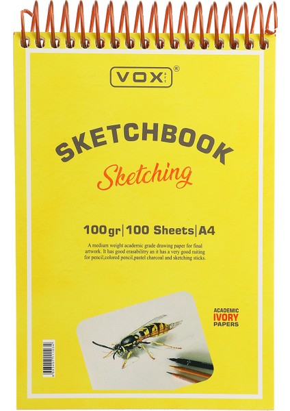 Vox Art 100 gr Eskiz Çizim Defteri A4 100 Yaprak Ivory Kağıt