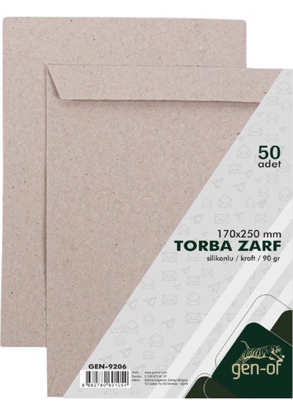 A5 Torba Zarf Kraft Silikonlu 90 gr 17 x 25 cm 50'li