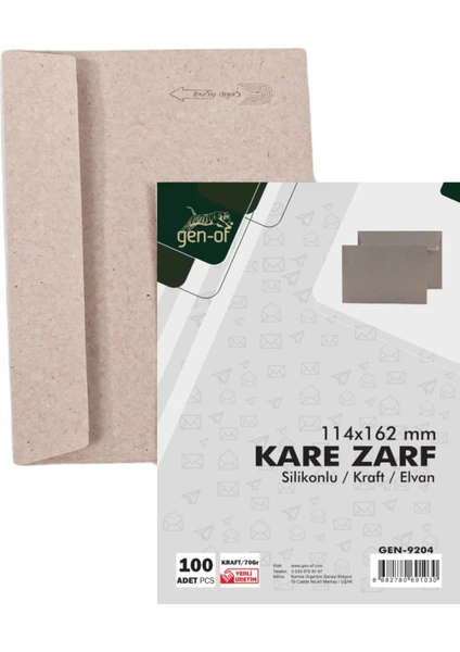 Kraft Kare Mektup Zarfı Silikonlu 70 gr 114 x 162 mm 100 Lü