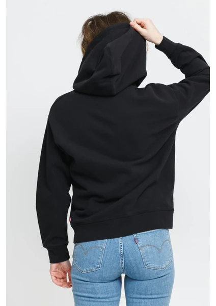 Graphic Standard Hoodie Hoodie New Logo Siyah  Kadın Sweatshirt