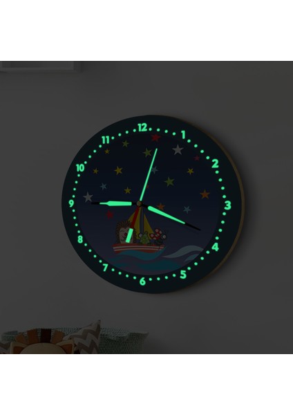 Fosforlu Gece Parlayan Çocuk Odası Duvar Saati Şirin Denizciler fiyatları