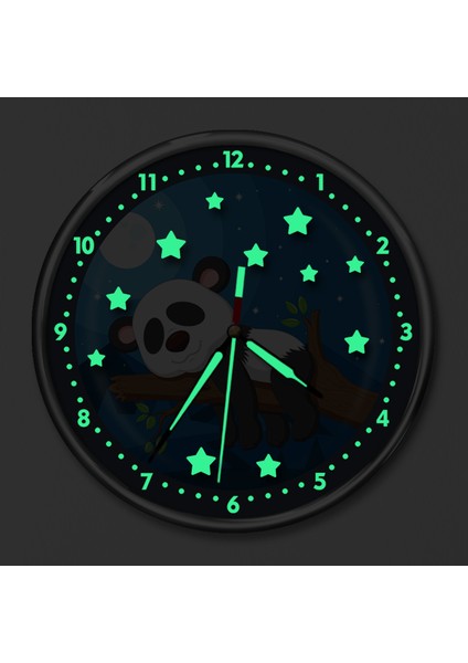 Kırılmaz Cam Fosforlu Gece Parlayan Premium Çocuk Odası Duvar Saati Uykucu Panda fiyatları