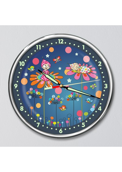 Kırılmaz Cam Fosforlu Gece Parlayan Premium Çocuk Odası Duvar Saati Ceren Bebek