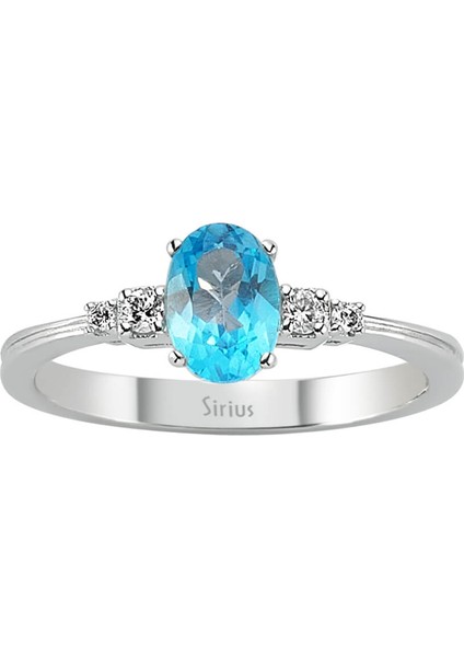 Pırlanta ve Oval Mavi Topaz Taşlı Yüzük 0417R0118