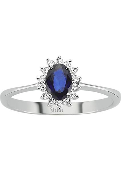 Pırlanta ve Oval Safir Taşlı Anturaj Yüzük 0417R0131