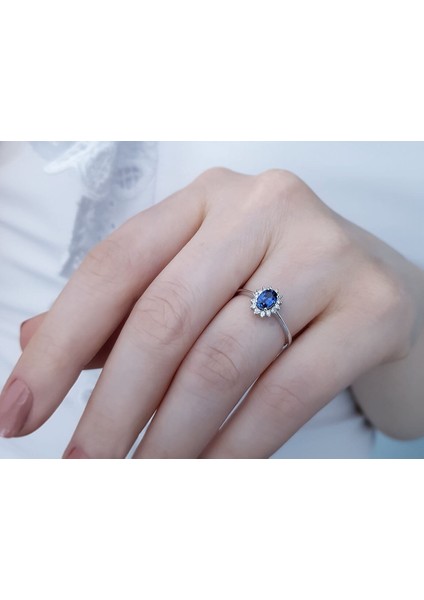 Pırlanta ve Oval Safir Taşlı Anturaj Yüzük 0417R0131 fırsatları