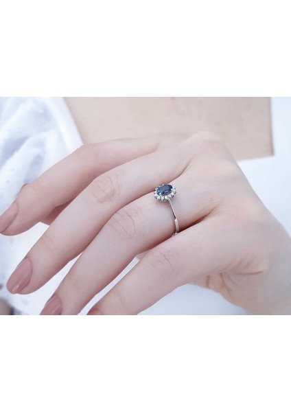 Pırlanta ve Oval Safir Taşlı Anturaj Yüzük 0417R0131 indirimleri