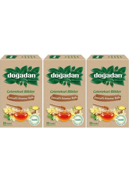 Zencefil Ihlamur Ballı Bitki Çayı x 3 Adet