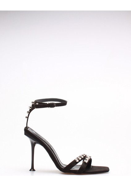 Plus Siyah Suet Taşlı Kadın Topuklu fiyatları