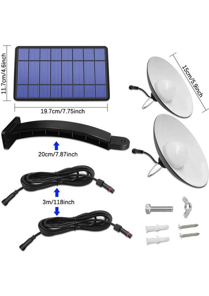 Solar LED Aydınlatma Güneş Enerjili 2 Li Lamba Sarı Işık