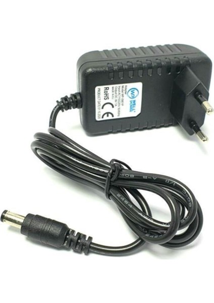 Well Power 9V 1A Adaptör 9 Volt 1 Amper 5.5 x 2.5 mm Jak Fişli  Plastik Kasa Wellpower WP-0901P