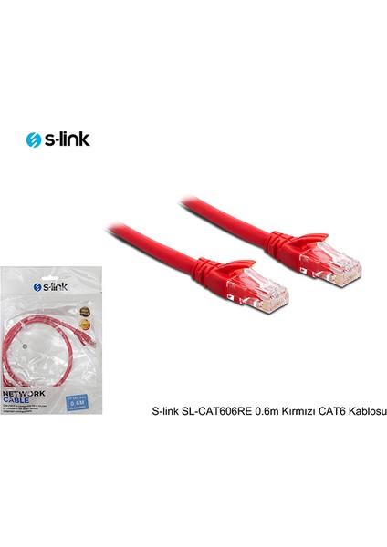 Sl-Cat606-K S-Lınk 0,6M Kırmızı Cat6 Kablo