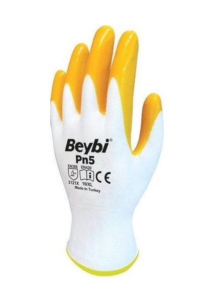 Pn5 Örme Nitril Sarı Işçi Eldiveni NO-10XL 6'lı