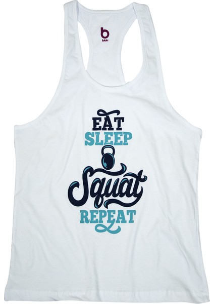 Fitness Gym Tank Top Sporcu Atleti Squatwhite