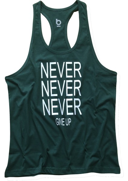 Fitness Gym Tank Top Yeşil Sporcu Atleti Yüksek Pamuklu Nefes Alabilir Kumaş