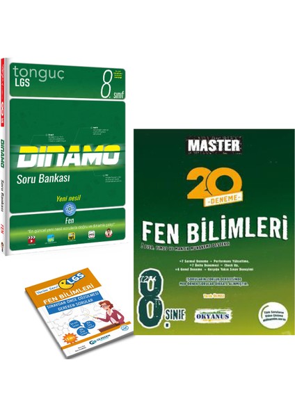 8. Sınıf Dinamo Fen Bilimleri Soru Bankası ve Okyanus Master 20 Fen Denemesi