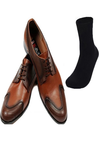 Kundura Klasik Taba Erkek Ayakkabısı ve Gabriel Najdorf Organic Socks Bambu Siyah Çorap