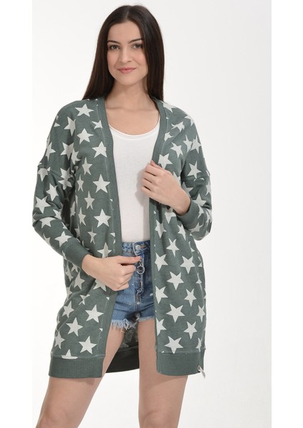 Yıldız Baskılı Hırka - Yeşil Yeşil - Xs