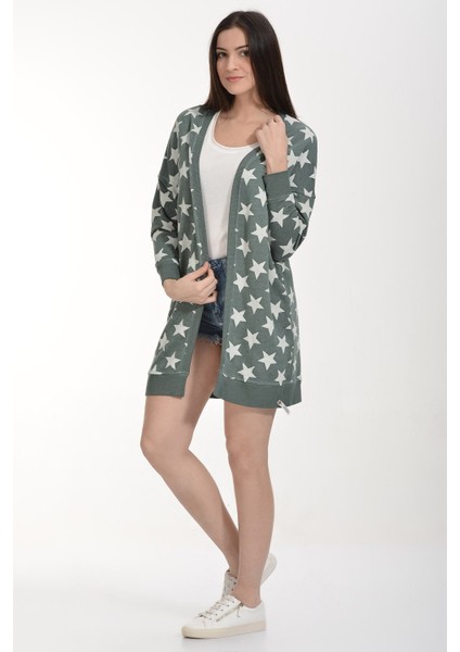 Yıldız Baskılı Hırka - Yeşil Yeşil - Xs fırsatları