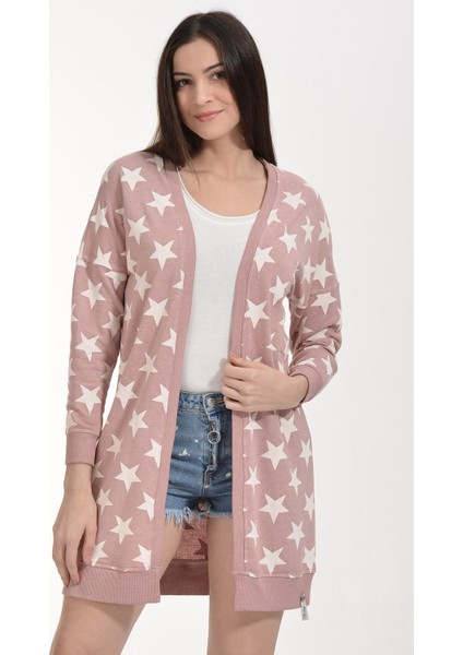Yıldız Baskılı Hırka - Pudra Pudra - Xs modelleri