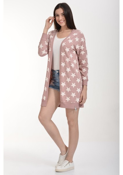 Yıldız Baskılı Hırka - Pudra Pudra - Xs fırsatları