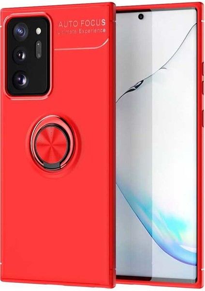 - Samsung Galaxy Note 20 Ultra - Kılıf Yüzüklü Karbon Ravel Silikon Kapak - Kırmızı - T14614