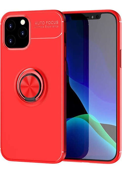 - Apple iPhone 12 Pro Max - Kılıf Yüzüklü Karbon Ravel Silikon Kapak - Kırmızı