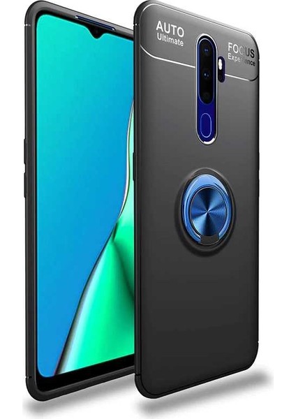 - Oppo A9 2020 - Kılıf Yüzüklü Auto Focus Ravel Karbon Silikon Kapak