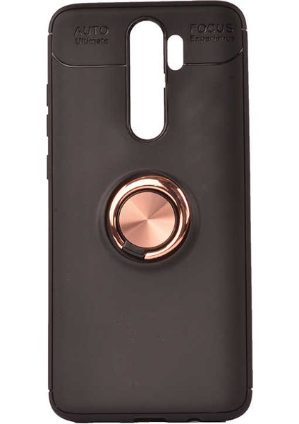 - Xiaomi Redmi Note 8 Pro Kılıf Yüzüklü Karbon Ravel Silikon Kapak Siyah-Rose Gold