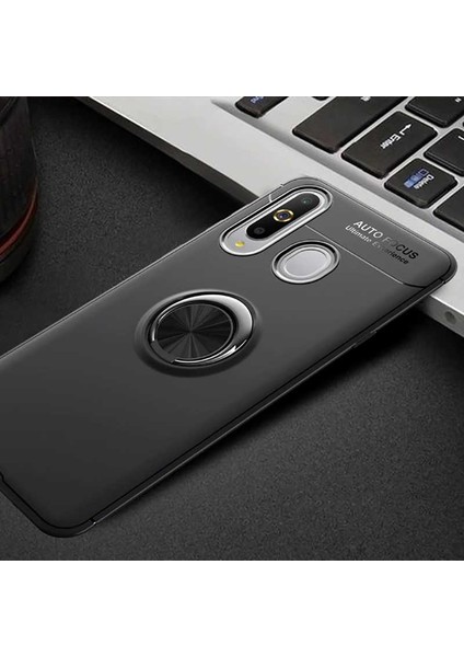 - Samsung Galaxy A20S - Kılıf Yüzüklü Karbon Ravel Silikon Kapak - Siyah - T9996