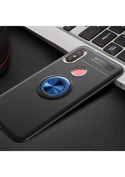 Xiaomi Redmi Note 6 Pro Kılıf Kamera Çıkıntılı Renkli Yüzüklü Standlı Mıknatıslı Kapak (Ravel)