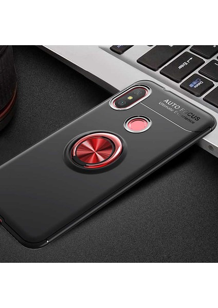 Xiaomi Redmi Note 6 Pro Kılıf Kamera Çıkıntılı Renkli Yüzüklü Standlı Mıknatıslı Kapak (Ravel)