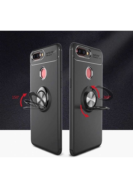 Oppo Ax7 Kılıf Kamera Çıkıntılı Renkli Yüzüklü Standlı Mıknatıslı Kapak (Ravel) fırsatları