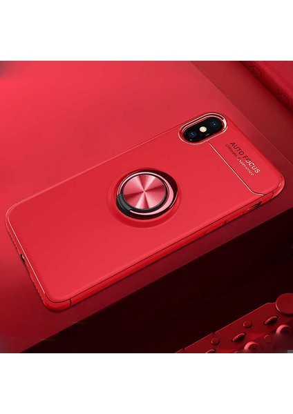 - iPhone x Kılıf Yüzüklü Karbon Ravel Silikon Kapak Kırmızı