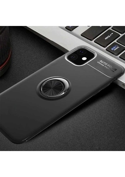 - Apple iPhone 11 - Kılıf Yüzüklü Karbon Ravel Silikon Kapak - Siyah