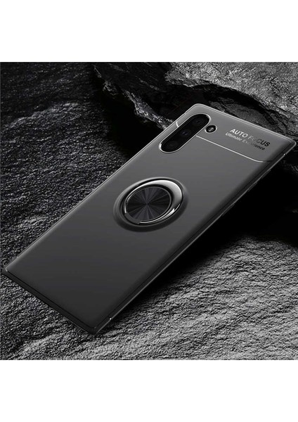 - Samsung Galaxy Note 10 - Kılıf Yüzüklü Karbon Ravel Silikon Kapak - Siyah - T9666