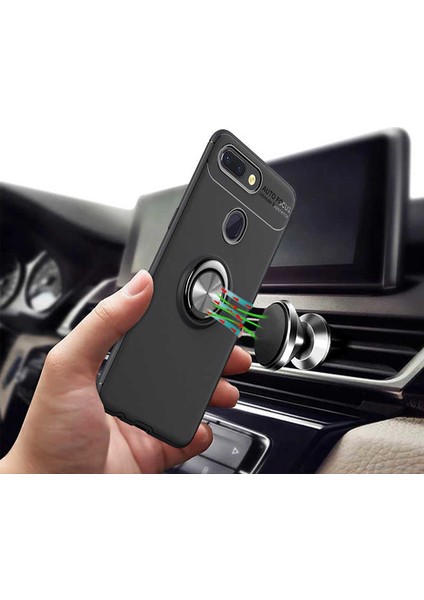 Xiaomi Mi 9 Se Kılıf Kamera Çıkıntılı Renkli Yüzüklü Standlı Mıknatıslı Kapak (Ravel)