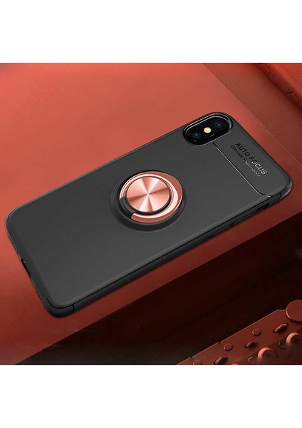 - iPhone x - Kılıf Yüzüklü Auto Focus Ravel Karbon Silikon Kapak