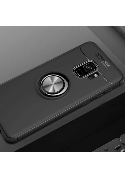 - Samsung Galaxy S9 - Kılıf Yüzüklü Karbon Ravel Silikon Kapak - Siyah - T5542