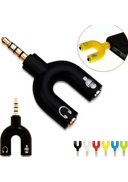 3.5mm Aux Telefon Laptop Kulaklık ve Mikrofon Ayırıcı Çoklayıcı