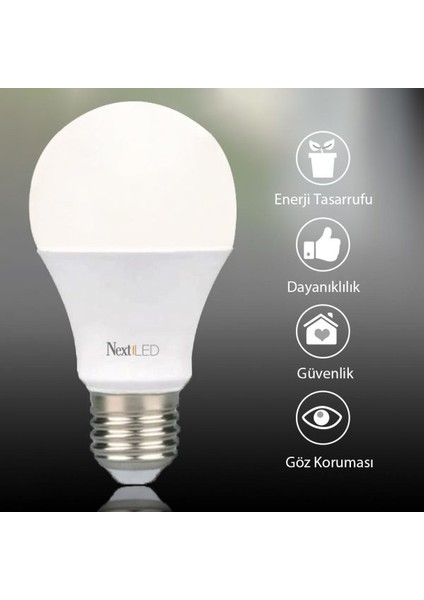 Şarjlı LED Ampul 9W Bembeyaz Işık Next LED