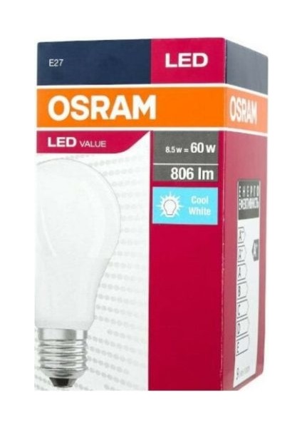 Led Value 8.5W Beyaz Işık E-27 Ampul 806 lm